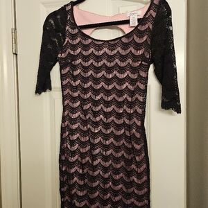Candie's Black and Pink Lace Dress